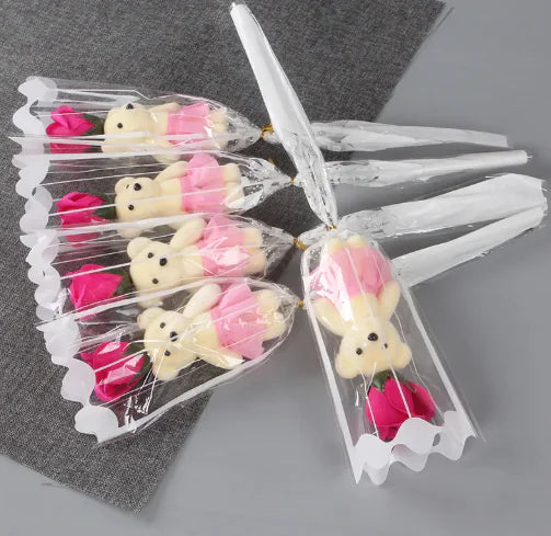 🧸 Ours avec Rose Savon – Cadeau de Noël Romantique