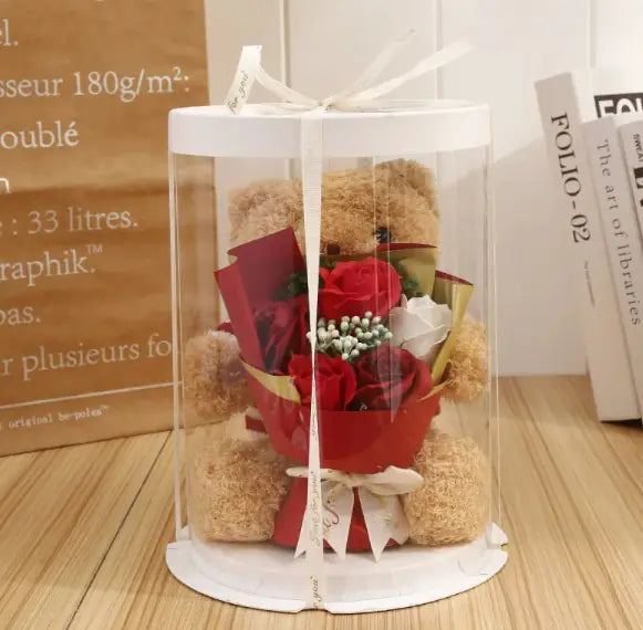 Ours Blanc avec Roses – Coffret Cadeau d’Amour